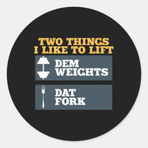 DEM gewichten en DAT vork Shirt voor bodybuilding  Ronde Sticker