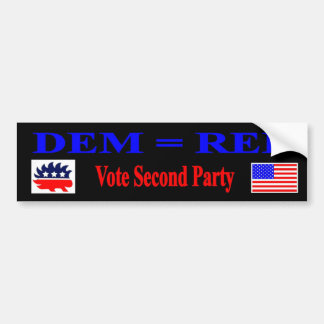 DEM = REP Stemming tweede partij Bumpersticker