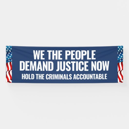 Demand Justice | 8 Ft Banner | Blauw (Horizontaal)