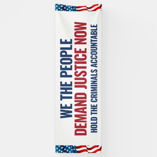 Demand Justice | 8 Ft Banner | wit (Verticaal)