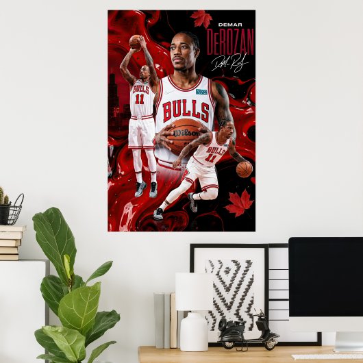 DeMar DeRozan Chicago Bulls Dynamische Poster Art (Thuiskantoor)