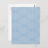 demask21 LIGHT BLUE WHITE DAMASK DECORATIVE SCROLL Briefkaart (Voorkant / Achterkant)