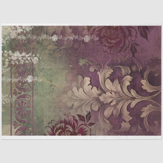 Demask bloemige shabby chic textuur effect patroon tissuepapier (Voorkant)