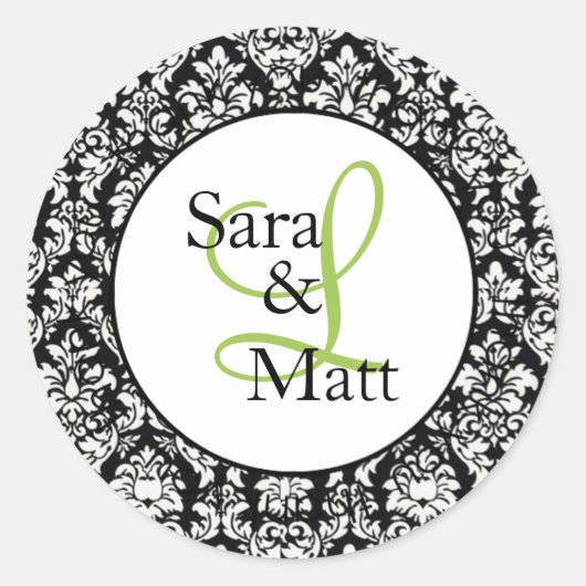 Demask Initiaal Monogram Bruiloft Sticker (#LABL00 (Voorkant)