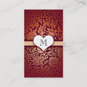 demask love hart monogram red visitekaartjes