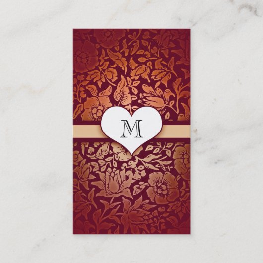 demask love hart monogram red visitekaartjes (Voorkant)