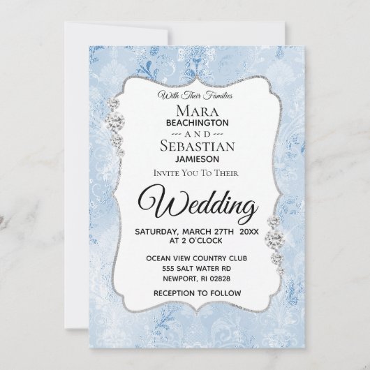 *~* Demask Photo - RSVP - QR Diamond Wedding Kaart (Voorkant)
