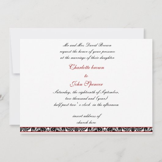 demask red bruiloft kaart (Achterkant)