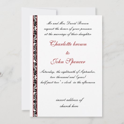 demask red bruiloft kaart (Achterkant)