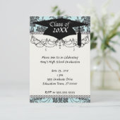 demask rozen lichtblauw en zwart afstuderen kaart (Staand voorkant)