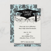 demask rozen lichtblauw en zwart afstuderen kaart (Voorkant / Achterkant)