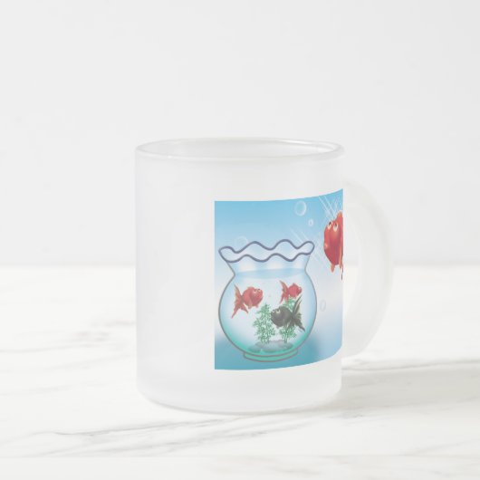 Demekin-Telescope Goldfish- Matglas Koffiemok (Voorkant rechts)