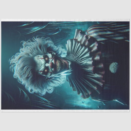 Demente enge griezelige clown decoupage papier (Voorkant)