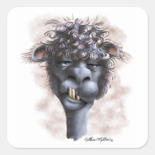 Dementerende Alpacatekenfilm Vierkante Sticker