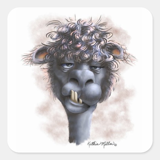 Dementerende Alpacatekenfilm Vierkante Sticker (Voorkant)