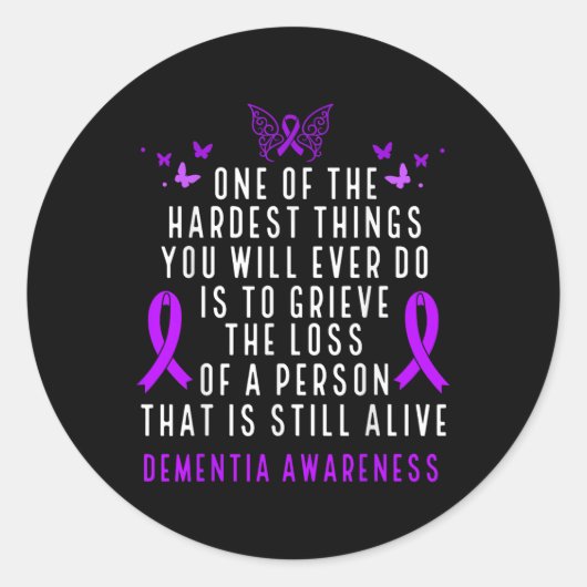 Dementia Awareness Month Butterfly Warrior Heimers Ronde Sticker (Voorkant)