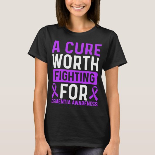 Dementia Awareness Ribbon Cure Alzheimers Survivor T-shirt (Voorkant)