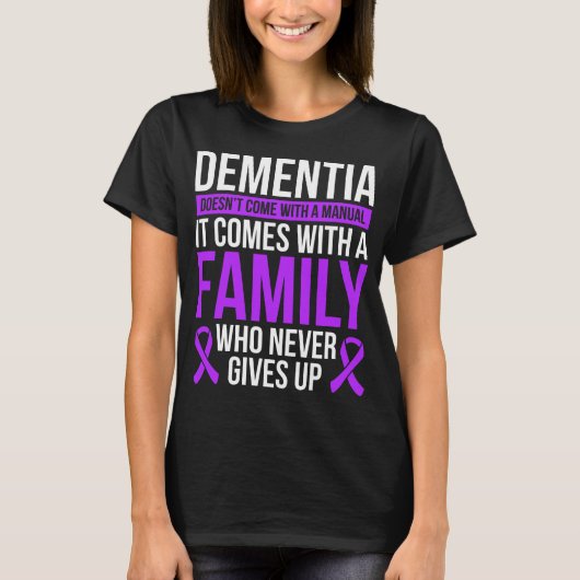Dementia Awareness Ribbon Fighter Warrior T-shirt (Voorkant)