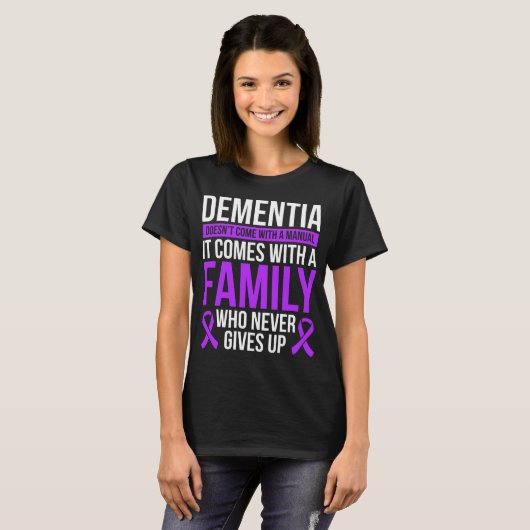 Dementia Awareness Ribbon Fighter Warrior T-shirt (Voorkant volledig)