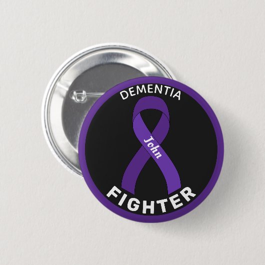 Dementia Fighter Ribbon Black Button (Voorkant /achterkant)