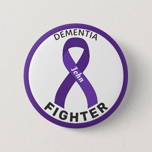 Dementia Fighter Ribbon White Button (Voorkant)