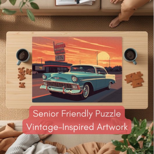 Dementia‑Friendly 1950s Drive‑In Puzzle Legpuzzel