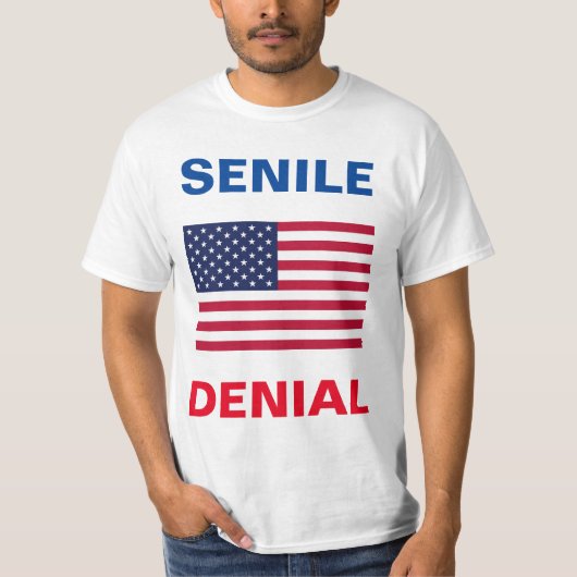 Dementia Joe Biden "Senile Denial" mannen T shirt (Voorkant)
