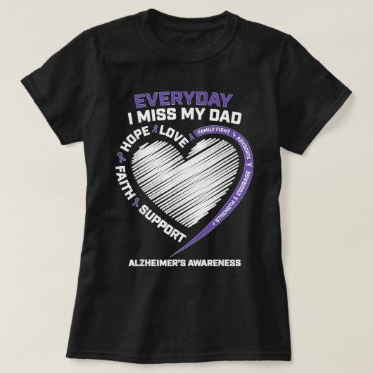 Dementia Products Purple In Memory Dad Alzheimers  T-shirt (Design voorkant)