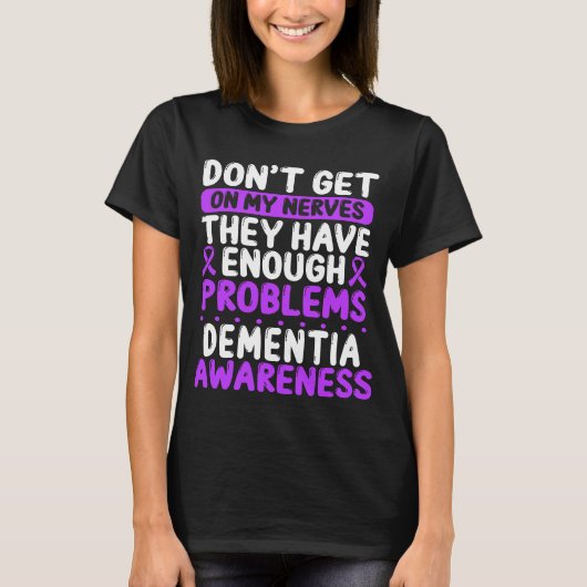 Dementia Ribbon Paarse Alzheimer T-shirt (Voorkant)