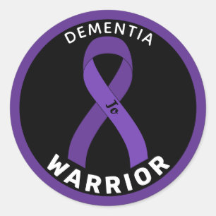Dementia Warrior Ribbon Black Round Sticker