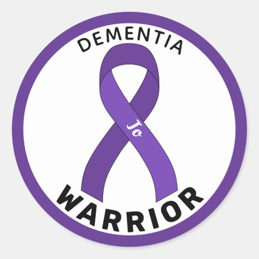 Dementia Warrior Ribbon White Round Sticker (Voorkant)