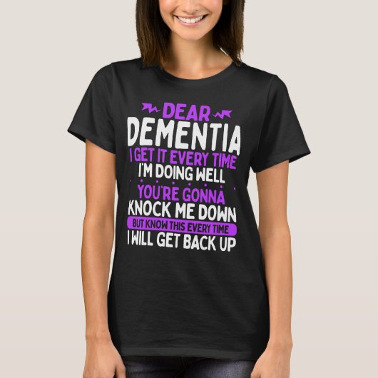 Dementie Bewustmakingsmaand Paarse Alzheimer T-shirt (Voorkant)