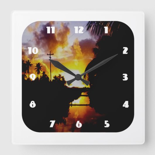Demerara Sunrise Clock Vierkante Klok (Voorkant)