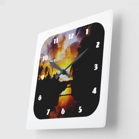 Demerara Sunrise Clock Vierkante Klok (Hoek)