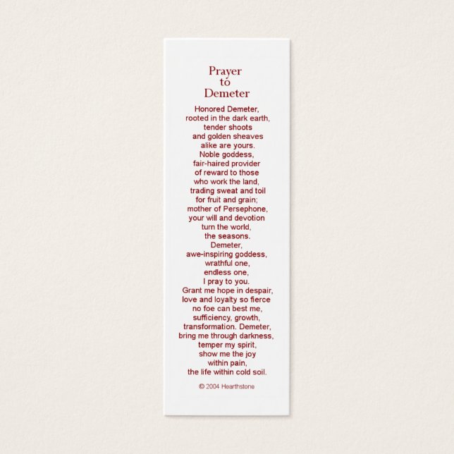 Demeter Prayer Kaart (Voorkant)