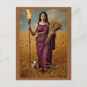 Demeter's Herfst Wachtdienst – Een Treurend Portre Briefkaart