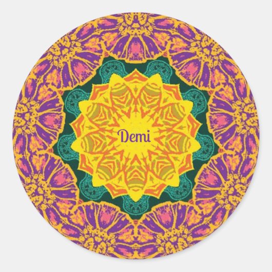 DEMI ~ Bright kerstbloemen Ronde Sticker (Voorkant)