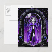 "Demi" Gothic Blue Butterfly Fairy Art Briefkaart (Voorkant / Achterkant)