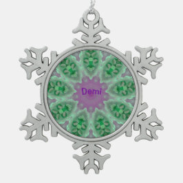 DEMI ~ Persoonlijk lichtgevend kerstfractal ~ Tin Sneeuwvlok Ornament