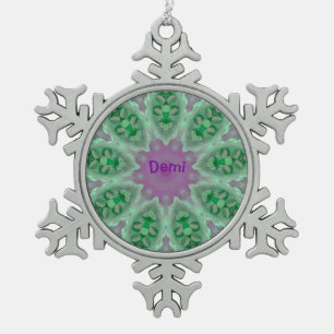 DEMI ~ Persoonlijk lichtgevend kerstfractal ~ Tin Sneeuwvlok Ornament