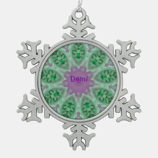 DEMI ~ Persoonlijk lichtgevend kerstfractal ~ Tin Sneeuwvlok Ornament (Voorkant)