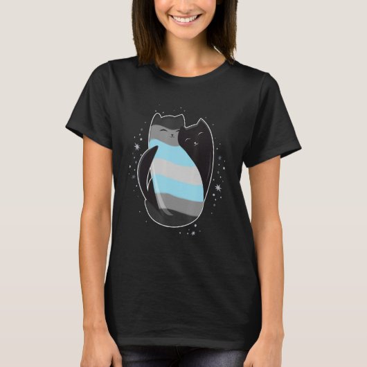 Demiboy Cat Flag Nonbinary Transgender LGBT Black T-shirt (Voorkant)