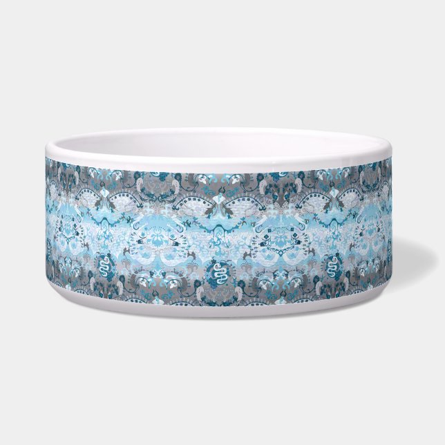 Demiboy Dragon Damask - Stijlvolle pride Flag Colo Voerbakje (Voorkant)