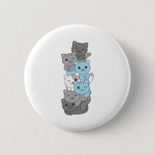 Demiboy Flag Cat Pride Lgbtq Cute Cat Ronde Button 5,7 Cm
