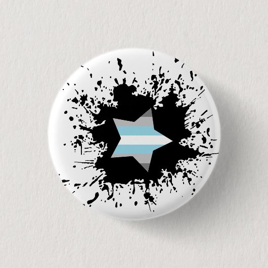 Demiboy Pride Flag Ink Splash Star Ronde Button 3,2 Cm (Voorkant)