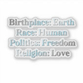 Demiboy Pride - Geboorteplaats: Aarde. Ras: Mens Sticker (Voorkant)