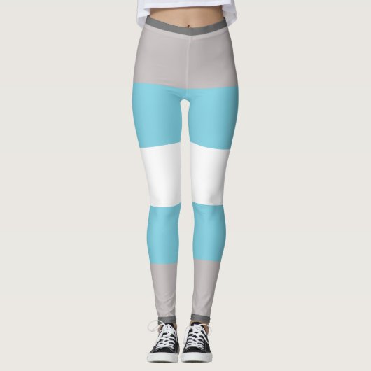 Demiboy Vlag Grijs Blauw Wit Gestreept LGBT Leggings (Voorkant)