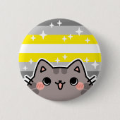 Demigender LGBT Pride Flag Cat Button (Voorkant)
