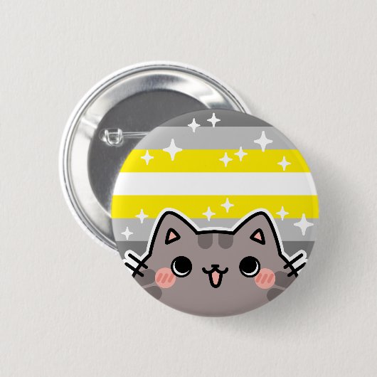 Demigender LGBT Pride Flag Cat Button (Voorkant /achterkant)