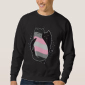 Demigirl Cat Flag Nonbinary Transgender LGBT Black Trui (Voorkant)